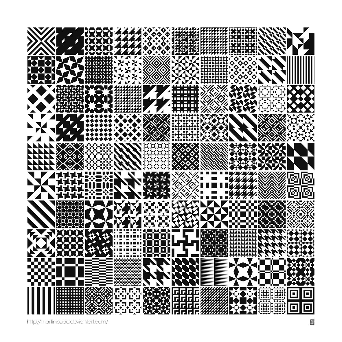 100 Free Monochrome Geometric Patterns by Martin Isaac